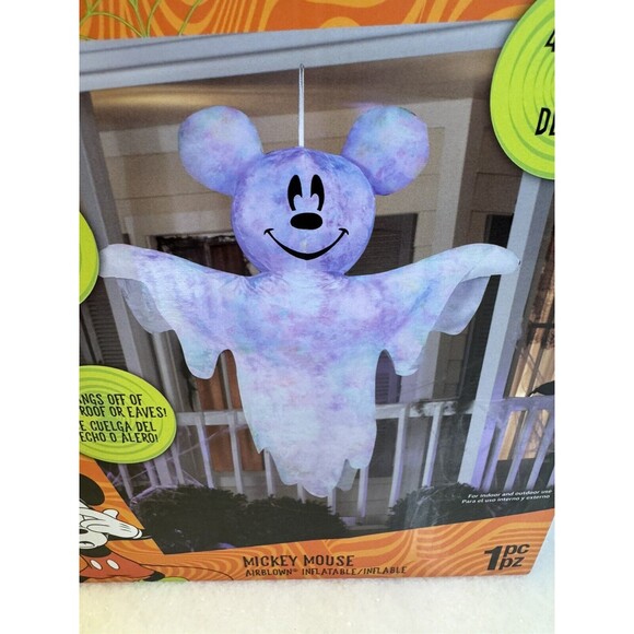 Halloween DISNEY MICKEY Mouse GHOST 4ft Inflatable Blinking Purple LED Airblown - Picture 4 of 13